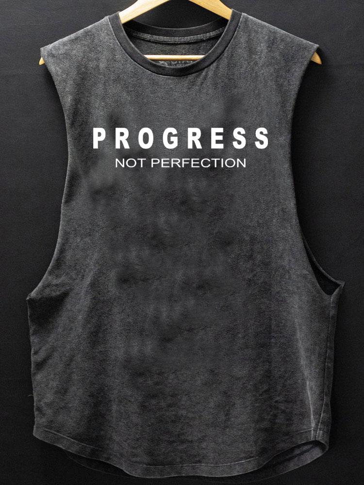 progress not perfection SCOOP BOTTOM COTTON TANK