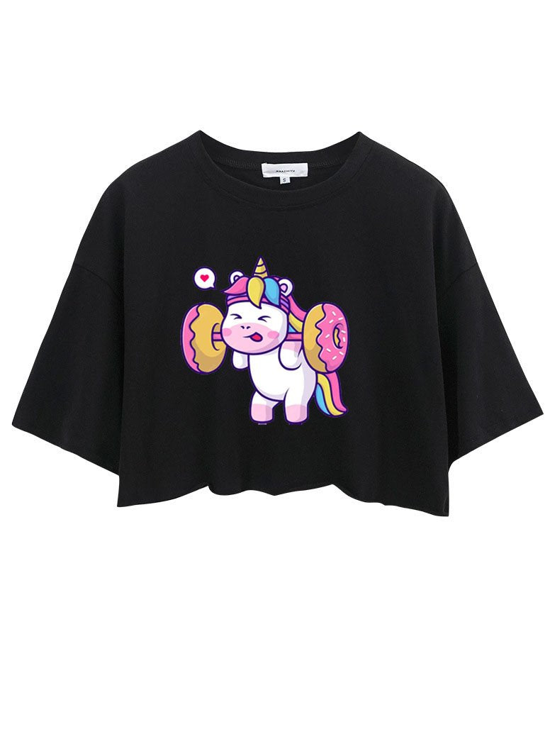 UNICORN LIFTING DONUT CROP TOPS