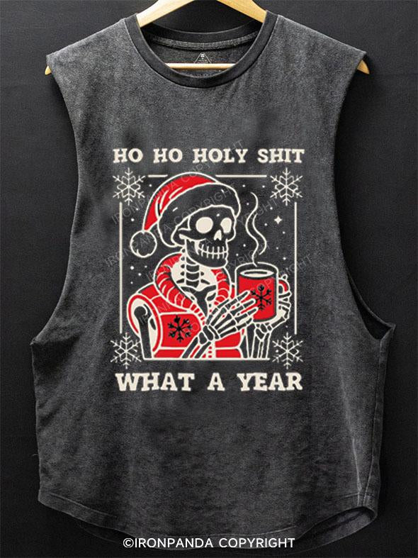 HO HO HOLY SHIT WHAT A YEAR SCOOP BOTTOM COTTON TANK