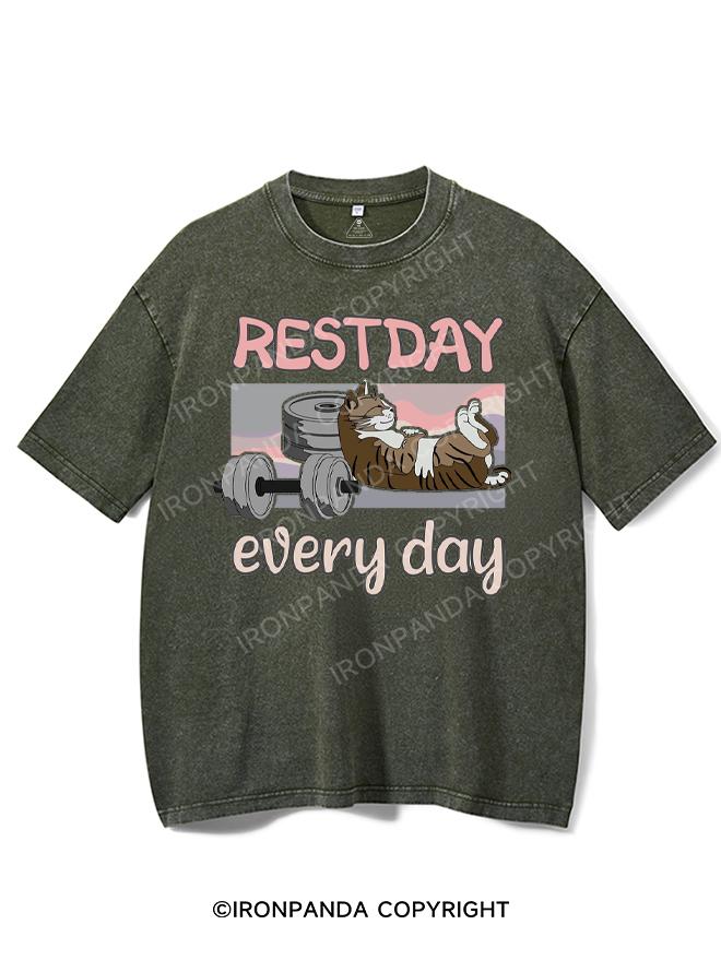 Restday everyday lazy cat for sports mufflers Washed Gym Shirt