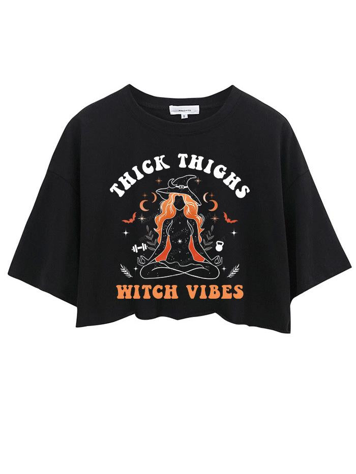 THICK THIGHS WITCH VIBES CROP TOPS