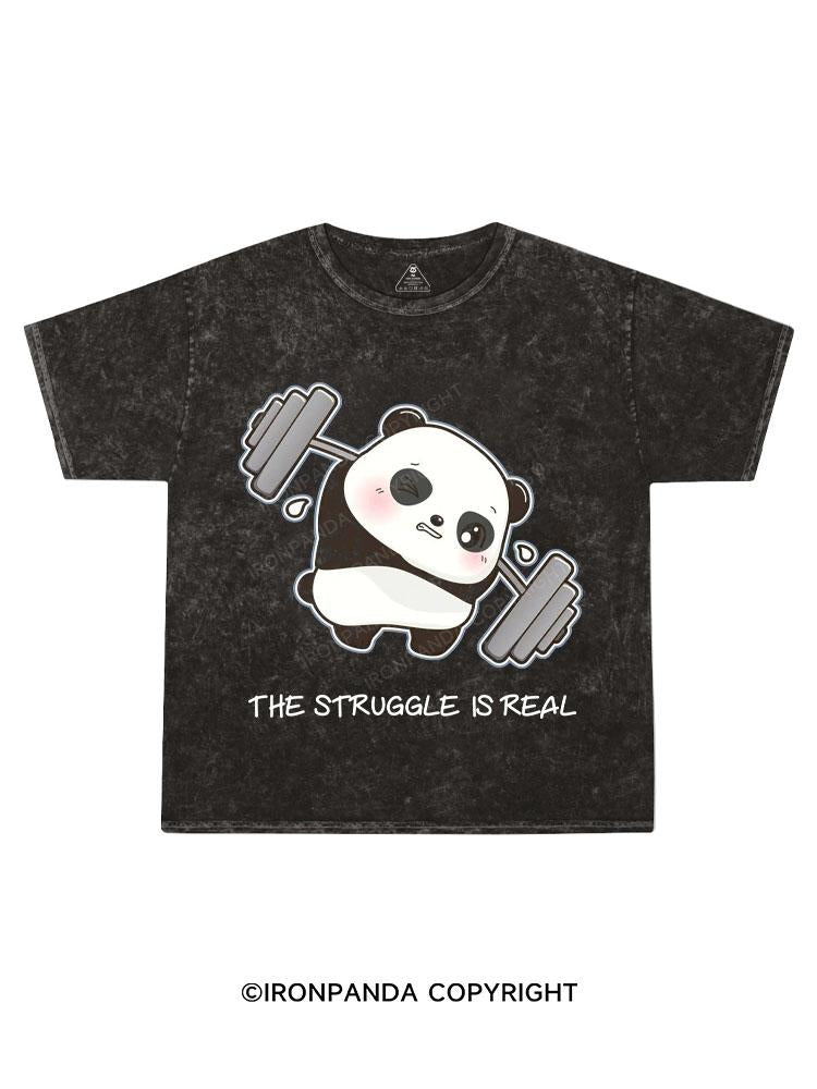 Panda The Struggle Is Real  Kids Washed T-Shirt