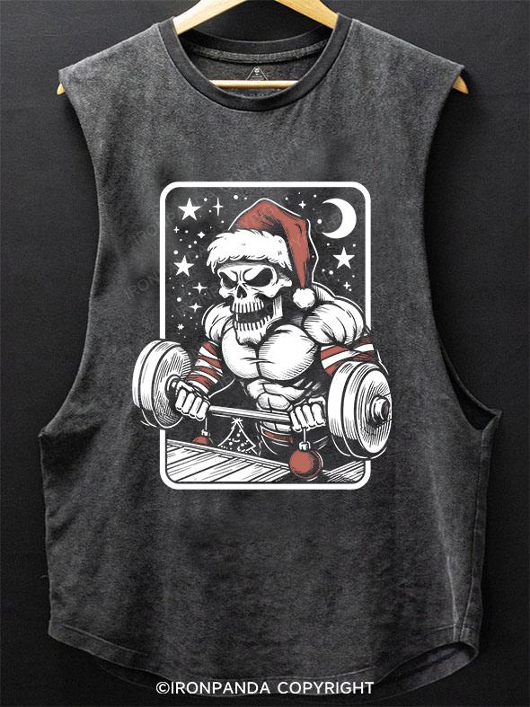 Christmas skeleton weightlifting SCOOP BOTTOM COTTON TANK