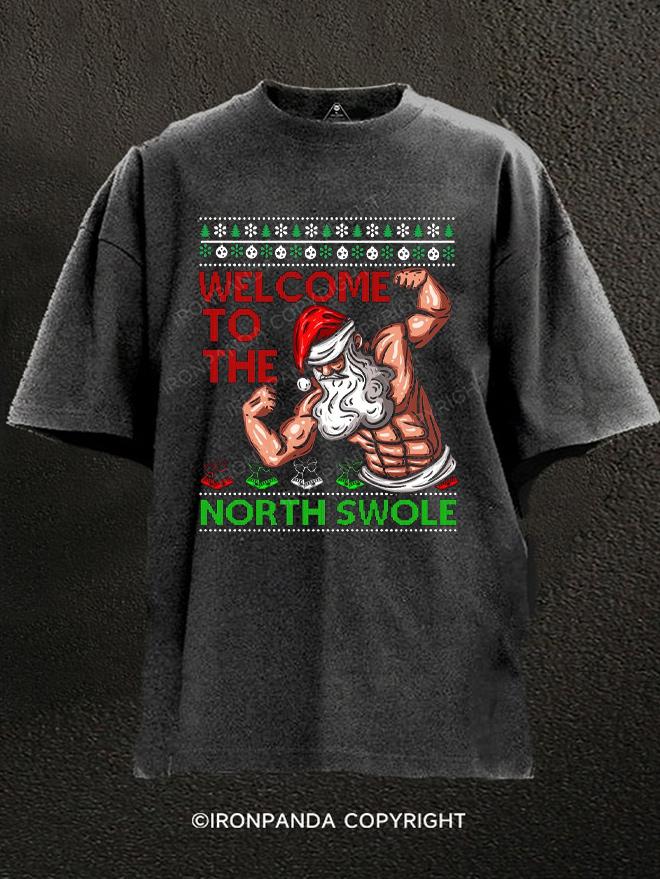 Welcome To The North Swole Christmas Washed Gym Shirt