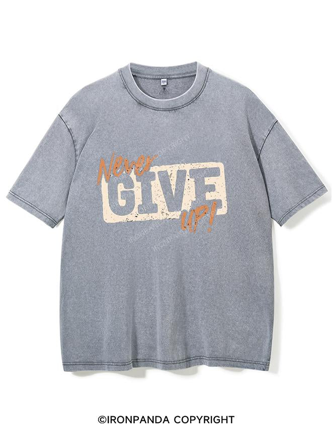 NEVER GIVE UP VINTAGE GYM SHIRT