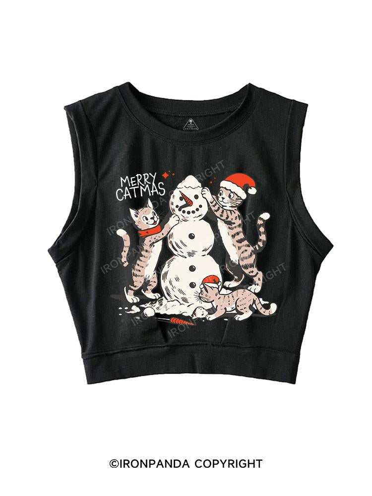 MERRY CATMAS SLEEVELESS CROP TOPS