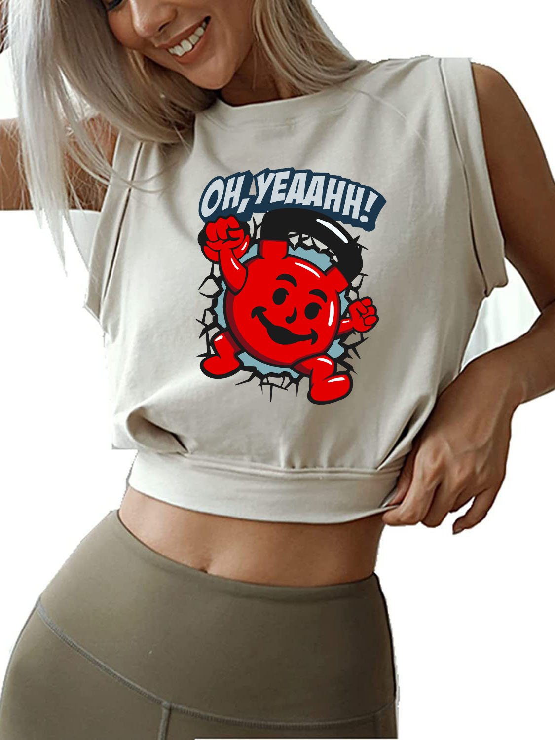 Kettlebell Man Sleeveless Crop Tops