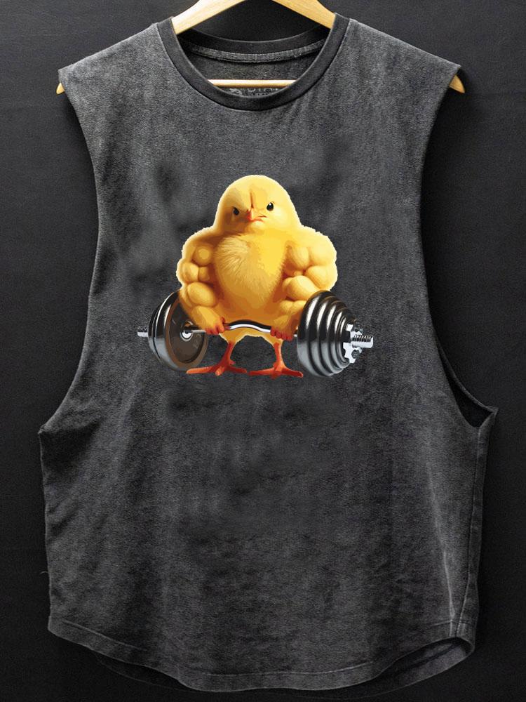 bodybuilder chick lift heavy SCOOP BOTTOM COTTON TANK