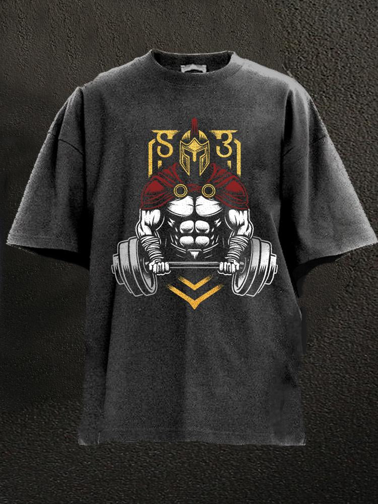 barbell spartan warrior Washed Gym Shirt