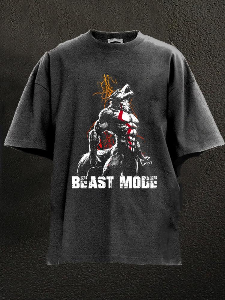 beast mode wolf Washed Gym Shirt