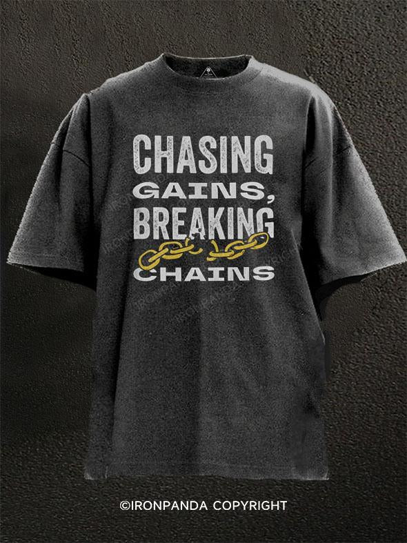 CHASING GAINS BREAKING CHAINS Washed Gym Shirt