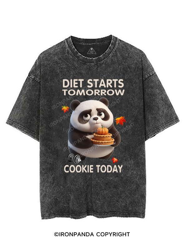 DIET STARTS TOMORROW COOKIE TODAY PANDA VINTAGE GYM SHIRT