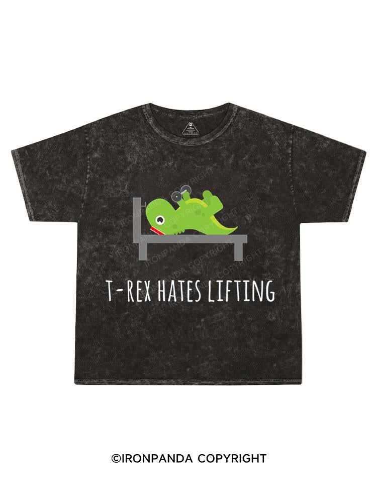 T-REX HATES LIFTING Kids Washed T-Shirt