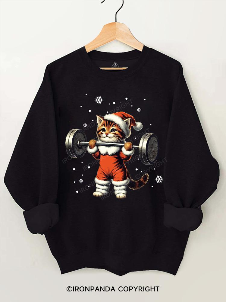 CHRISTMAS DEADLIFT cat Gym Sweatshirt