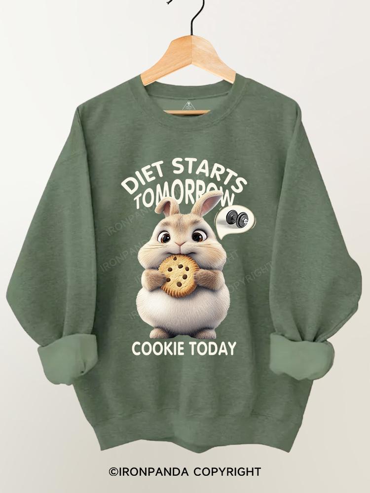 diet starts tomorrow cookie today rabbit Gym Sweatshirt