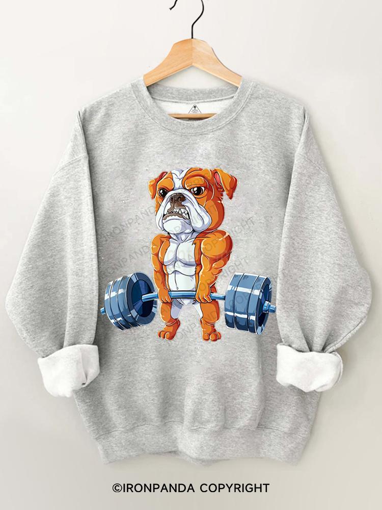 English Bulldog Weightlifting Gym Sweatshirt