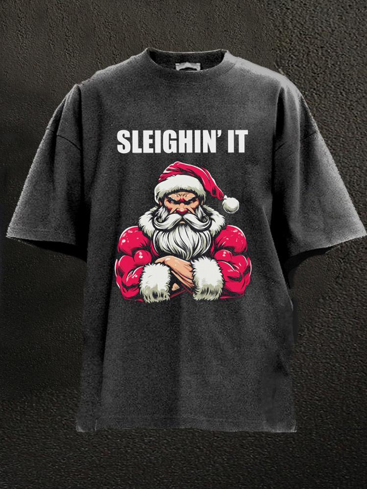 sleighin' it santa claus Washed Gym Shirt