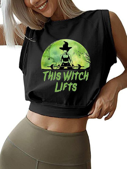 THIS WITCH LIFTS  Sleeveless Crop Tops