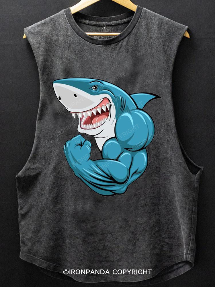 Muscular Shark Scoop Bottom Cotton Tank