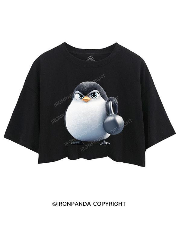 KETTLEBELL-WIELDING PENGUIN CROP TOPS