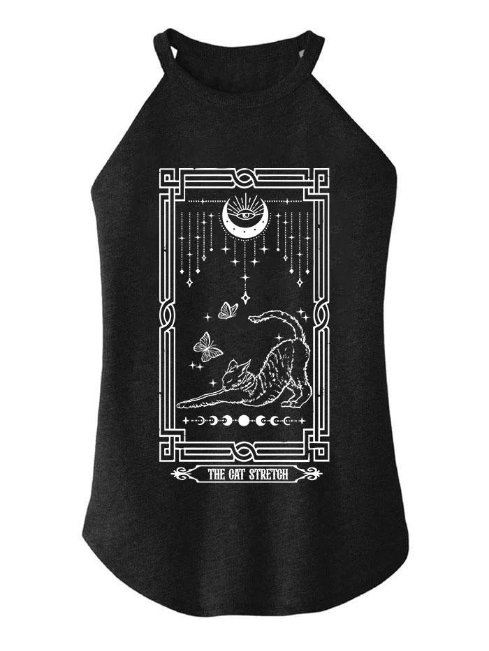 the cat stretch tarot card TRI ROCKER COTTON TANK