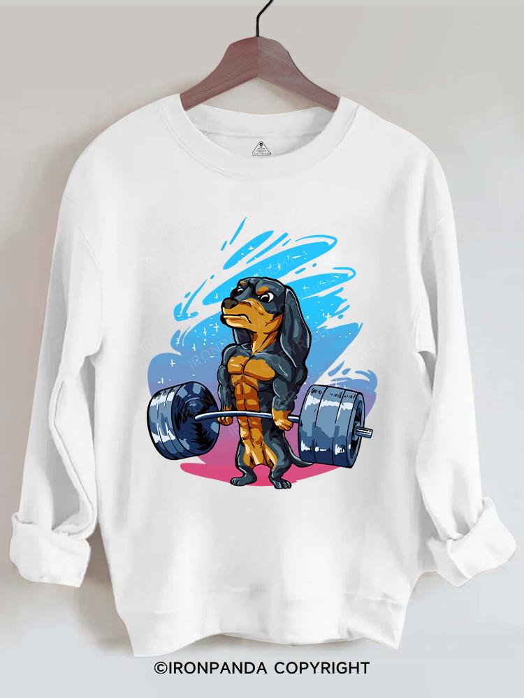 Dachshund Dog Weightlifting Gym Sweatshirt