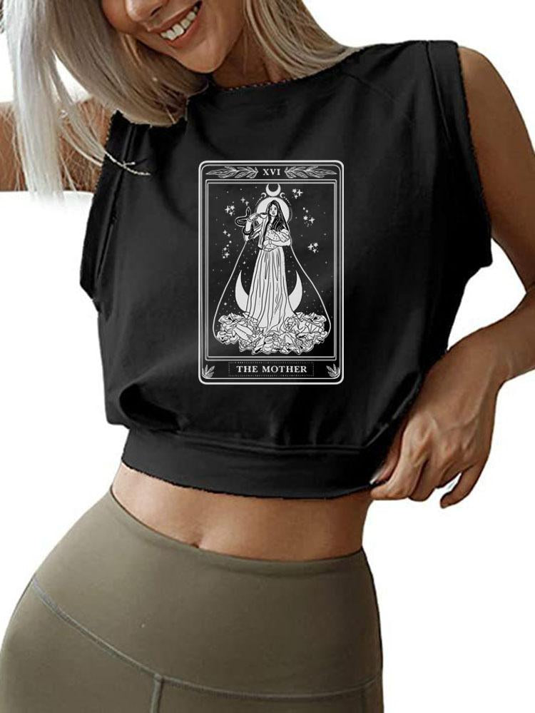 THE MOTHER TAROT CARD SLEEVELESS CROP TOPS