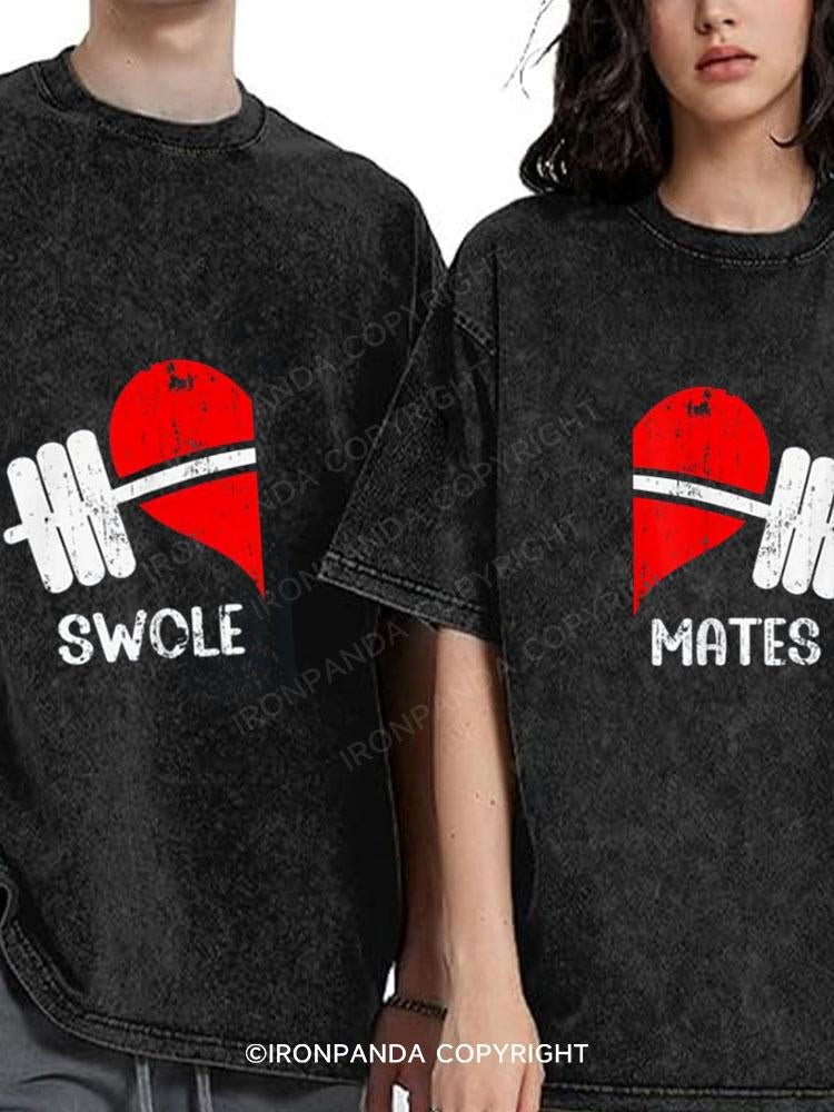 Swole Mates Washed Matching Couple Gym Shirt