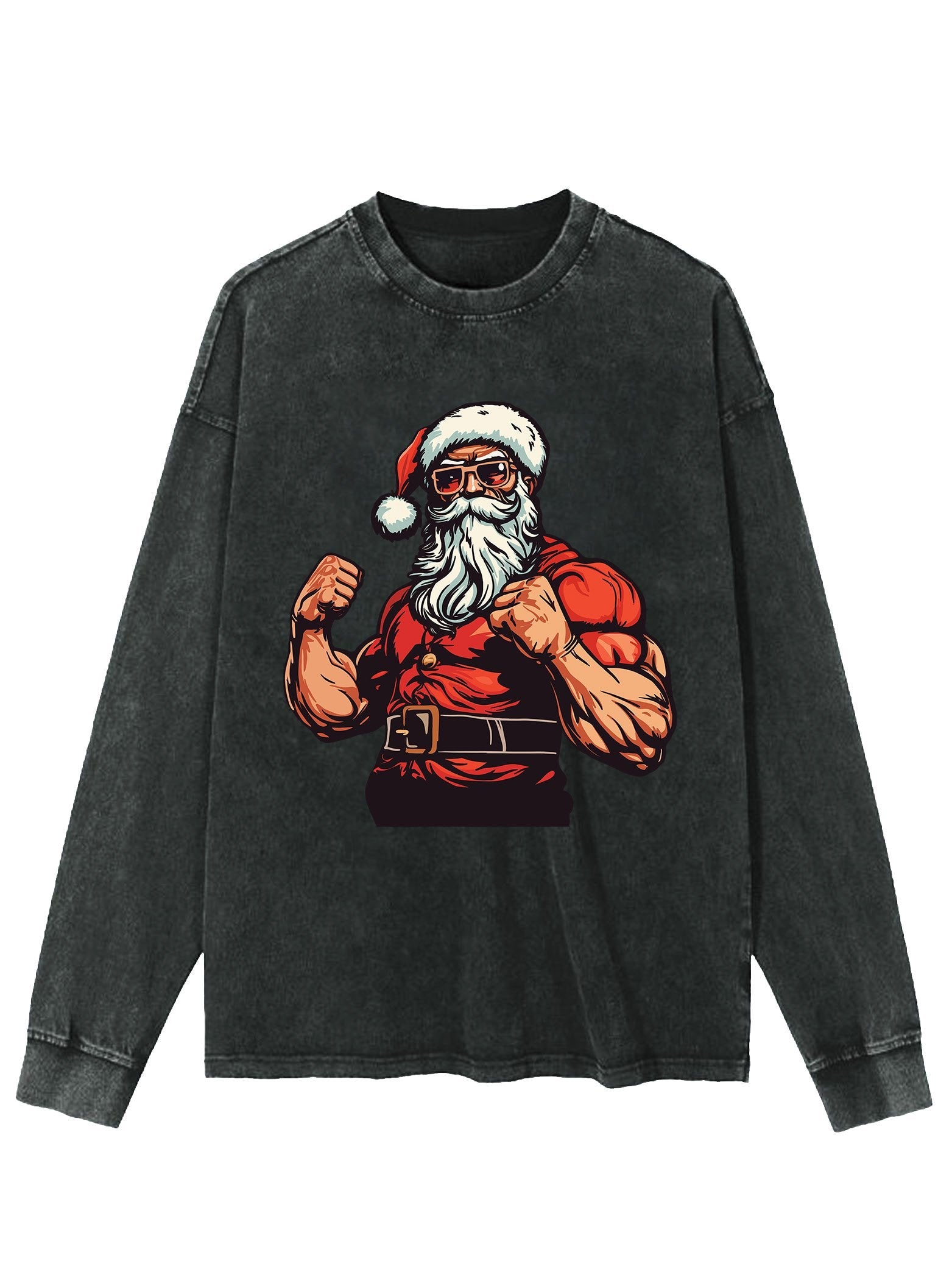 MUSCLE SANTA CLAUS Washed Long Sleeve Shirt