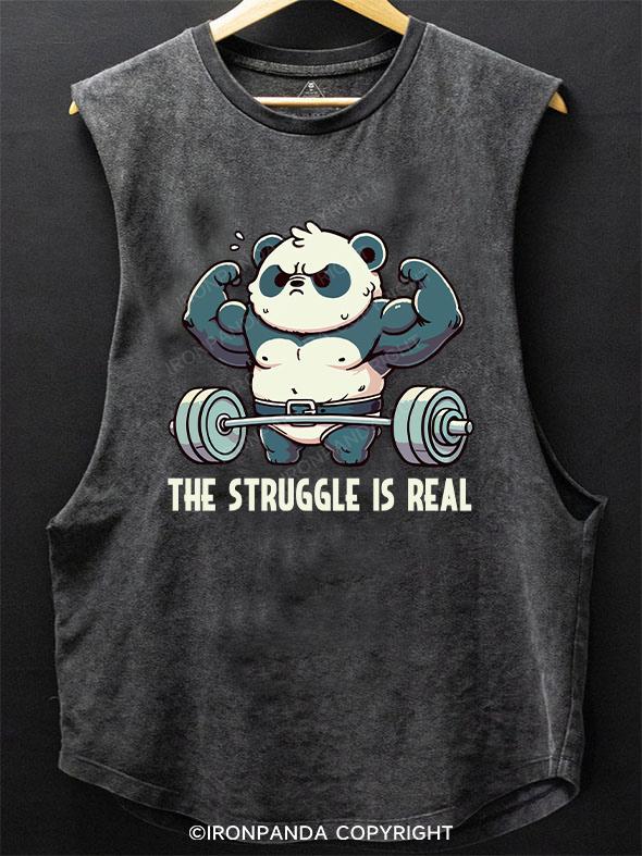 the struggle is real panda SCOOP BOTTOM COTTON TANK