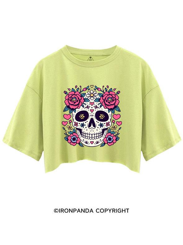 SKELETON WITH FLOWER  CROP TOPS