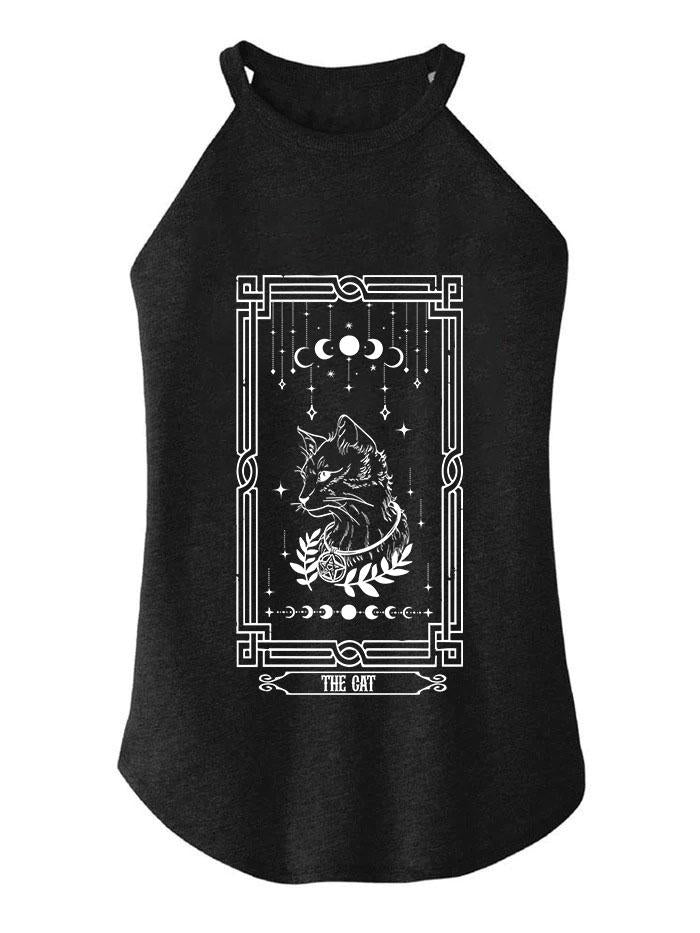 the cat tarot card TRI ROCKER COTTON TANK