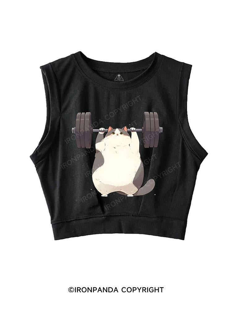 MEOW-MUSCLE LOADING UP SLEEVELESS CROP TOPS