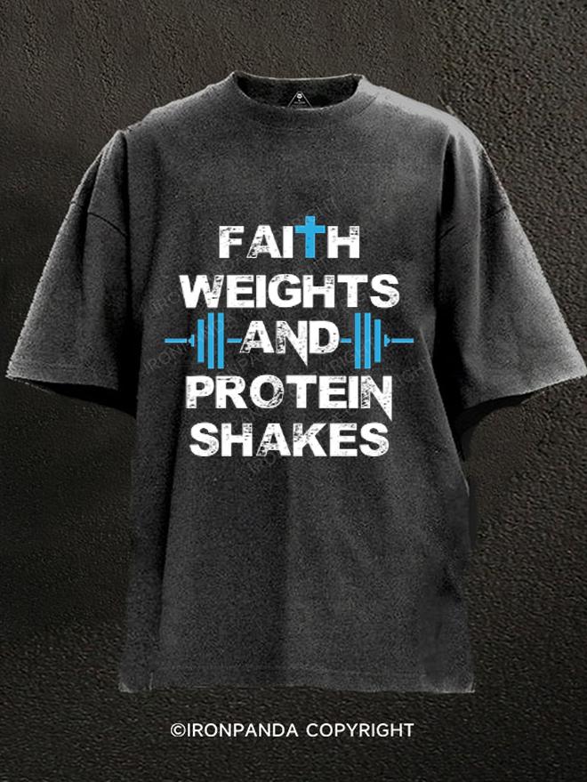 Faith Weights And Protein Shakes Washed Gym Shirt