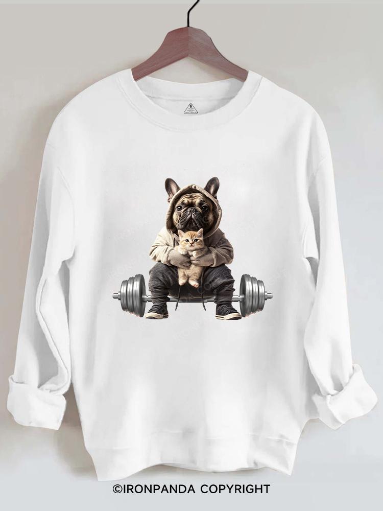 Weightlifting dog and cat Gym Sweatshirt