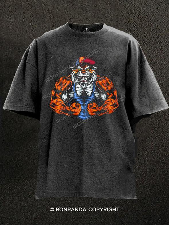 muscle tiger Washed Gym Shirt