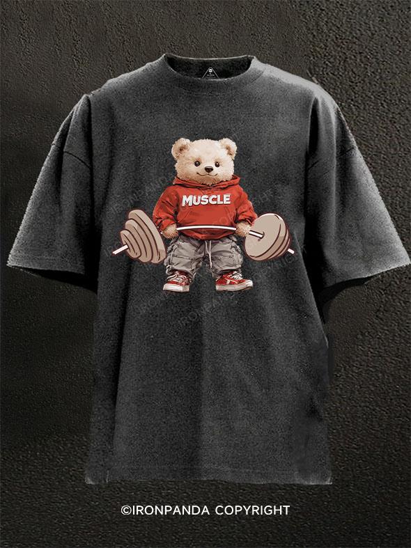 muscle teddy bear Washed Gym Shirt