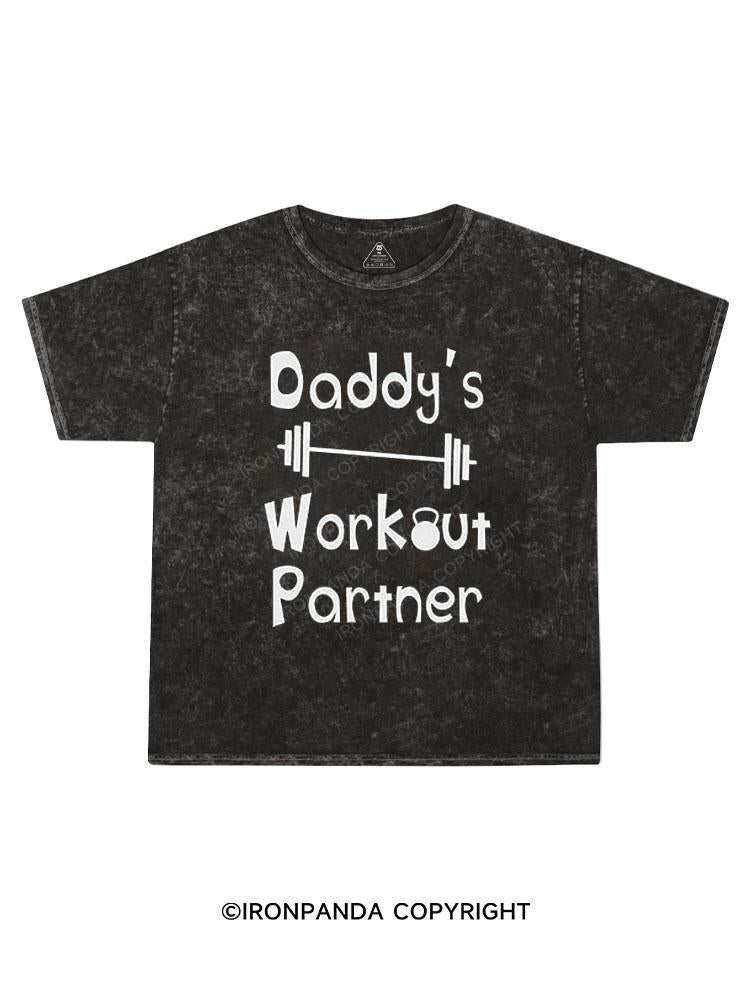 Daddy's Workout Partner Kids Washed T-Shirt