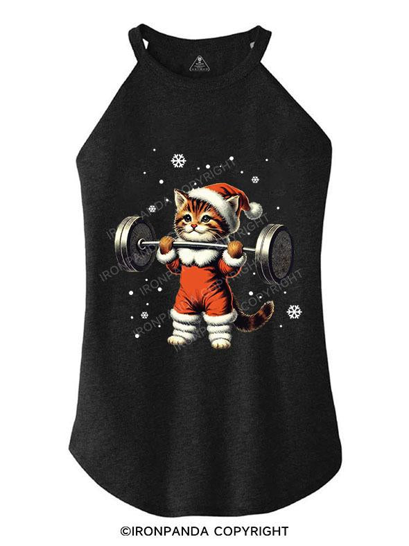 SANTA KITTEN WORKOUT TRI ROCKER COTTON TANK