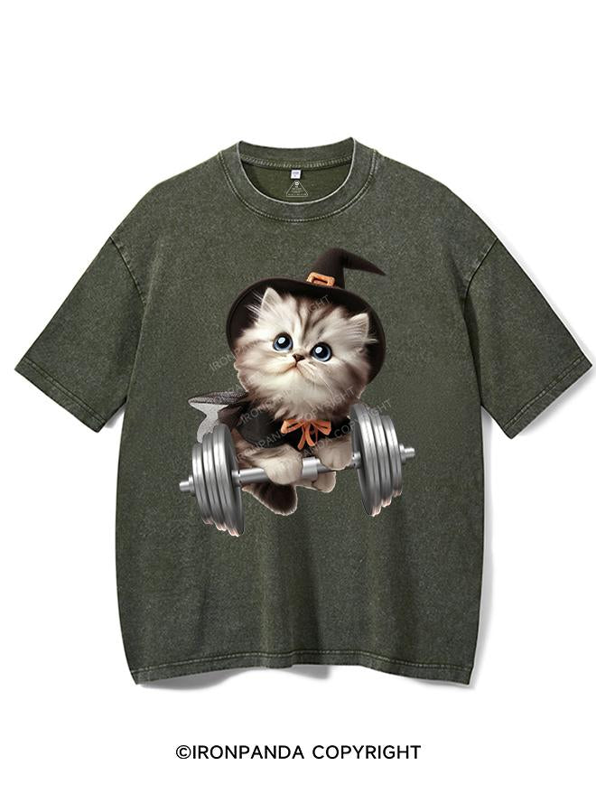 HALLOWEEN LIFTING CAT VINTAGE GYM SHIRT