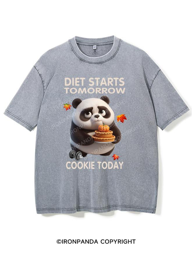 DIET STARTS TOMORROW COOKIE TODAY PANDA VINTAGE GYM SHIRT