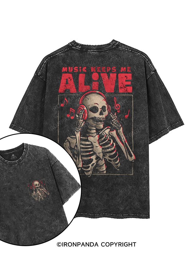 MUSIC KEEPS ME ALIVE printed Gym Shirt