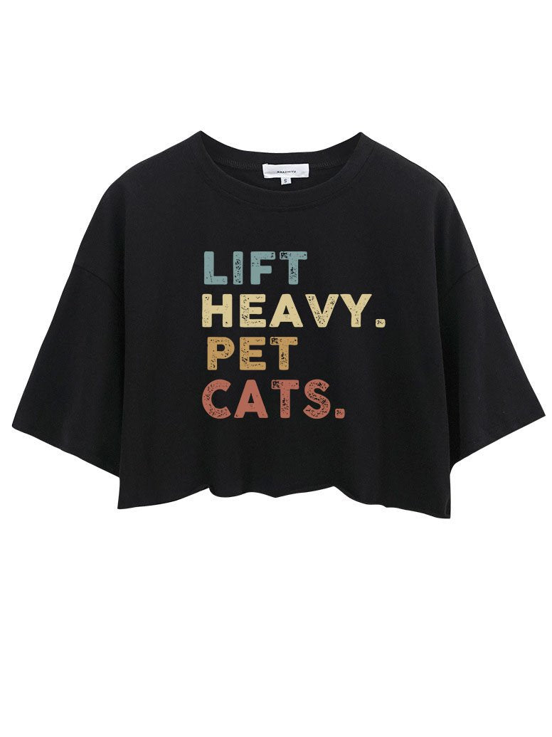 Colorful lift heavy pet cats Crop Tops