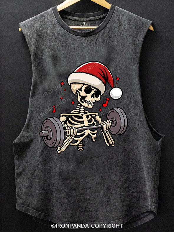 LIFTING CHRISTMAS SKULL SCOOP BOTTOM COTTON TANK