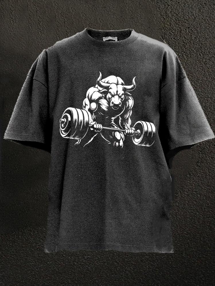 weightlifting bull Washed Gym Shirt