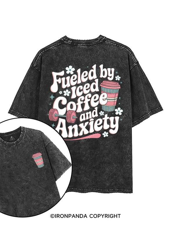 FUELED BY ICED COFFEE AND ANXIETY printed Gym Shirt