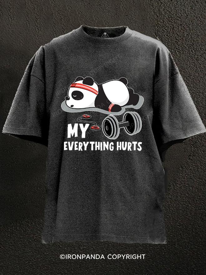 My Everything Hurts Funny Panda Washed Gym Shirt