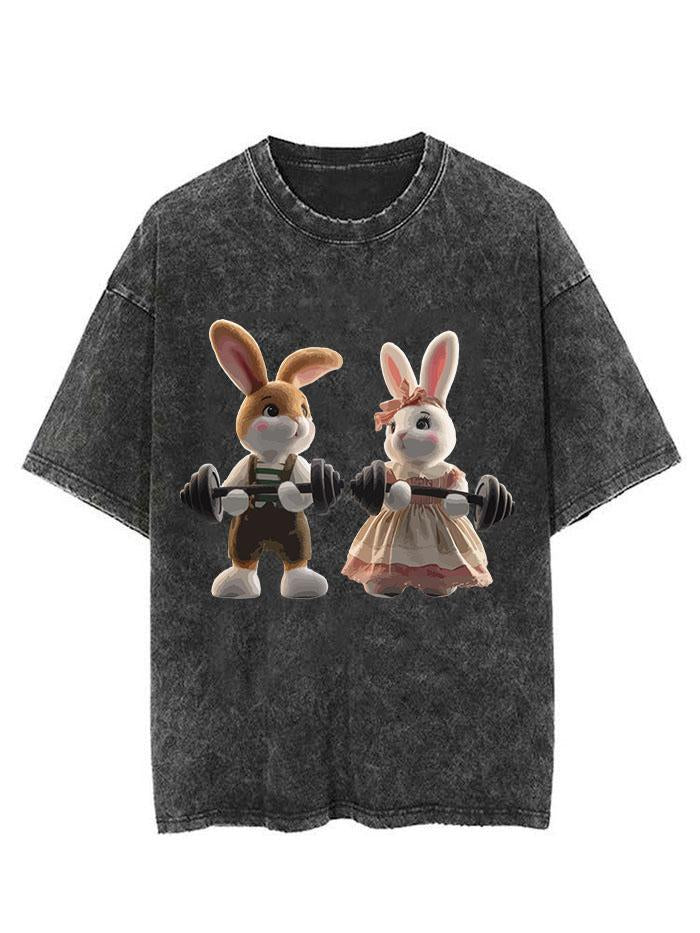 plush rabbit Couple weightlifting Vintage Gym Shirt