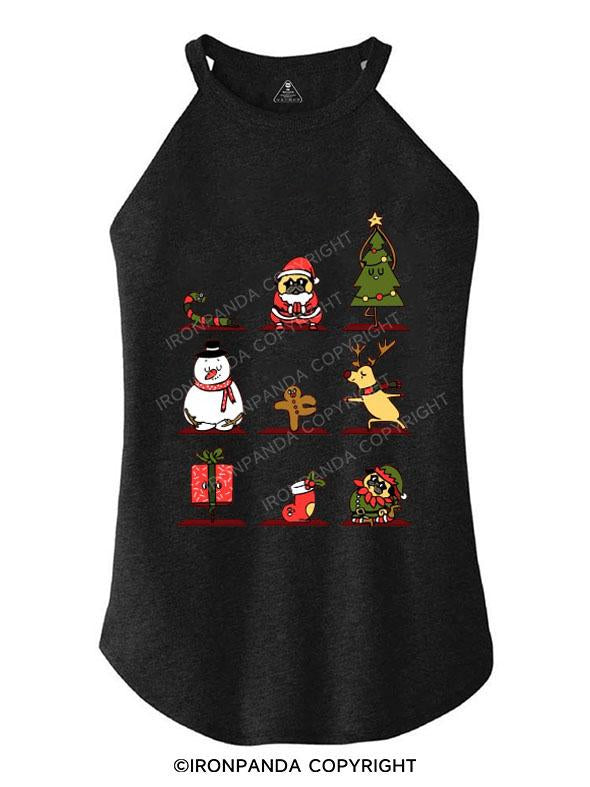 CHRISTMAS YOGA STYLE TRI ROCKER COTTON TANK