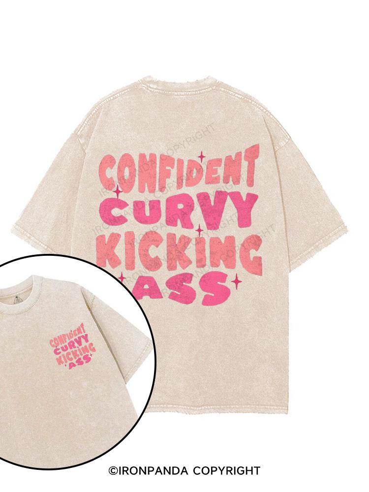 Confident Curvy kicking ass printed Gym Shirt